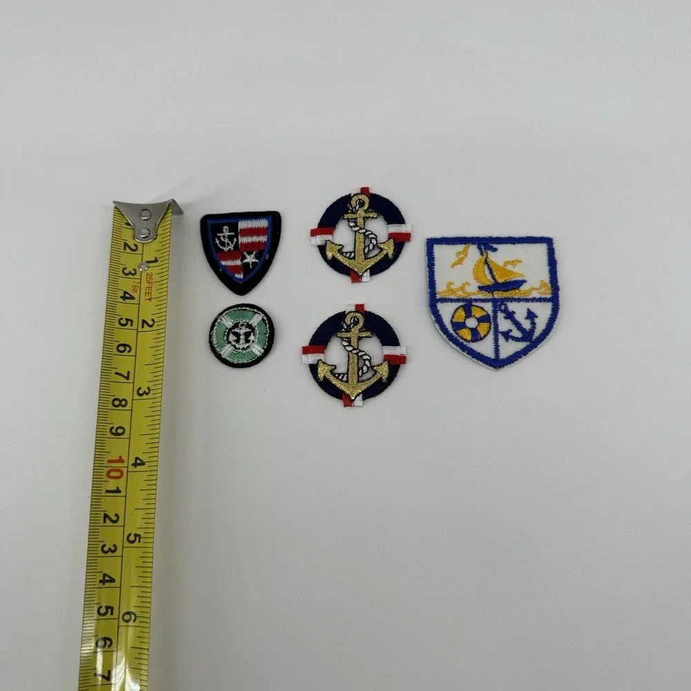 Lot of 5 Nautical Sailboat Anchor Embroidered Iron On Applique Patches Coastal